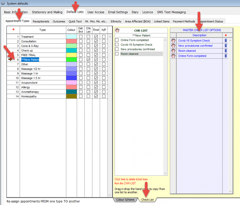 Setting up Checklists